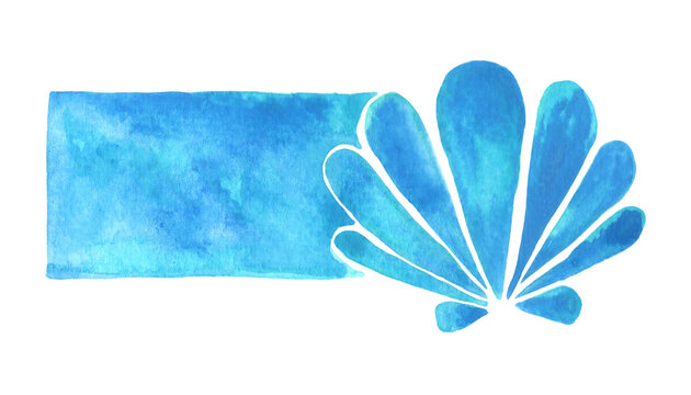 Sea shell and rectangle copy space watercolor hand painting for decoration on seafood and summer holiday theme concept.