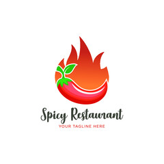 Hot chilly logo. Hot chili spicy cuisine emblem 