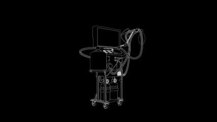 ICU covid ventilator 3d renders isolated, medicine 3d illustration
