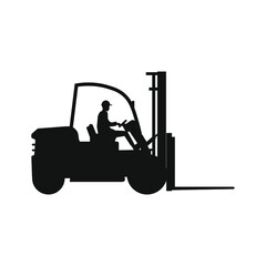 Warehouse worker working with forklift
