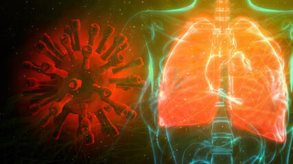 lungs problems of covid, cg medical 3d illustration