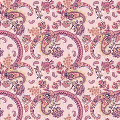 Paisley Floral oriental ethnic Pattern. Seamless Vector Ornament. Damask fabric patterns.