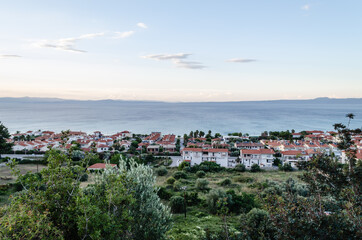 Fototapeta na wymiar Panorama of Pefkochori in Greece 