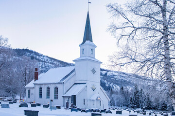 Fototapeta na wymiar Grane church in winter weather,Helgeland,Nordland county,Norway,scandinavia,Europe