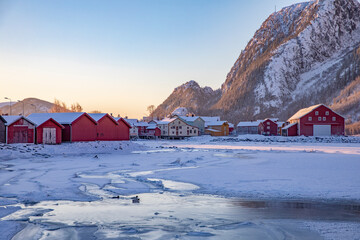 Very cold in the town on the shores of Vefsna - Mosjøen,Helgeland,Nordland county,Norway,scandinavia,Europe