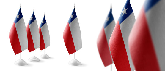 Set of Chile national flags on a white background