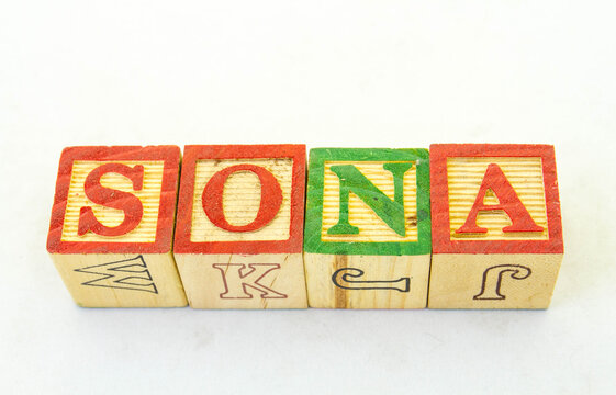 The term SONA isolated on a clear background with copy space