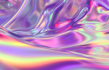 Abstract geometric crystal background, iridescent texture, liquid. 3d render. 