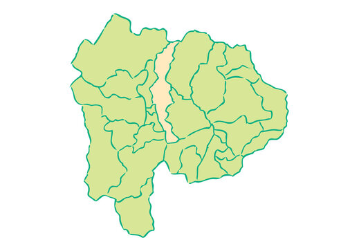 山梨県	甲府市　都道府県別・行政区域マップ