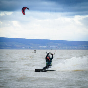 kite surfing in the sea