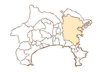 神奈川県	横浜市　都道府県別・行政区域マップ