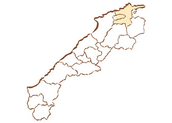 島根県	松江市　都道府県別・行政区域マップ