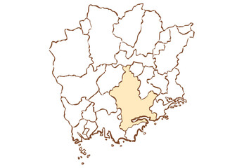 岡山県	岡山市　都道府県別・行政区域マップ