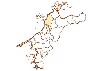 愛媛県	松山市　都道府県別・行政区域マップ