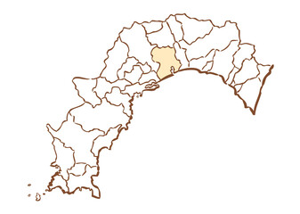 高知県	高知市　都道府県別・行政区域マップ