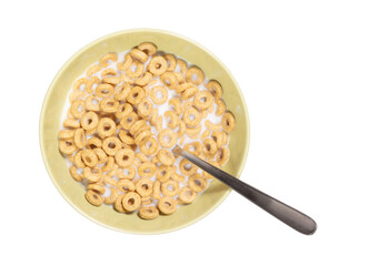 Cereal loops for breakfast in a bowl