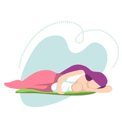 Woman breastfeeding her newborn baby in side-lying position.