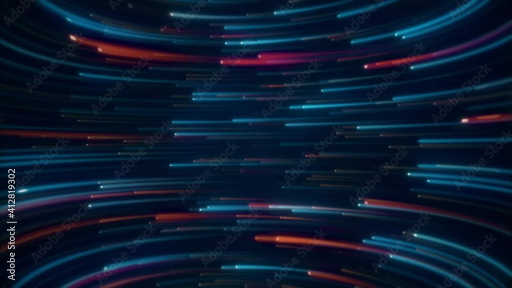 Wall mural abstract 4k loopable motion graphics. glowing neon lights streaming across the screen. seamless loop