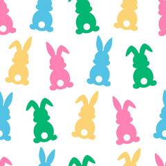 Seamless pattern easter bunny silhouettes vector illustration
