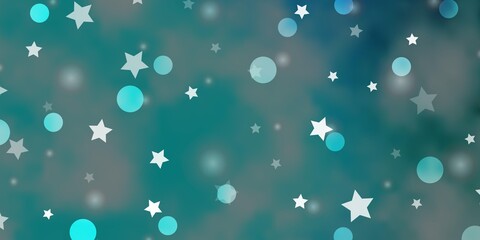 Light BLUE vector pattern with circles, stars.