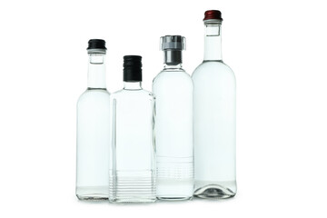 Blank bottles of vodka isolated on white background