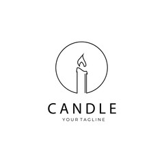Candle logo line art vector illustration design