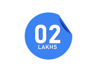 2 Lakhs texts on the blue sticker
