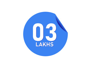 3 Lakhs texts on the blue sticker