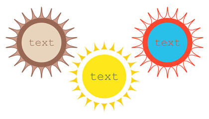 Decorative Frames Set. Sun circle border collection, different design, coloristic solution