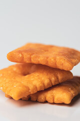 A stack of crispy cheese crackers