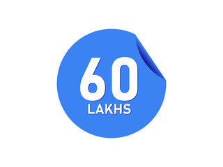 60 Lakhs texts on the blue sticker