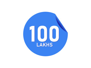 100 Lakhs texts on the blue sticker