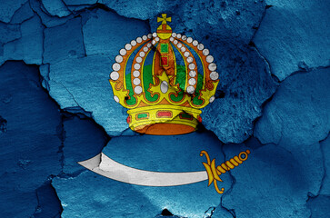 flag of Astrakhan Oblast painted on cracked wall