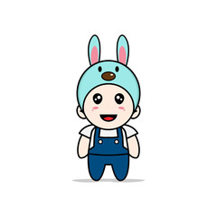 Cute mechanic character wearing rabbit costume.