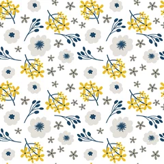 Fototapete Floral pattern with flowers and leaves. Cute pattern with small flowers. Vector illustration © 210484kate