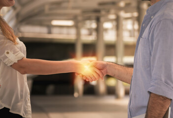 Business people shaking hands for successful business. 