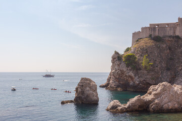Fototapeta na wymiar View of the historic fort Lovrijenac or St. Lawrence Fortress in the city of Dubrovnik on a sunny day. Croatia 