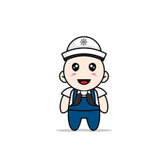 Cute mechanic character wearing sailor costume.