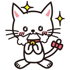 興奮する白い猫