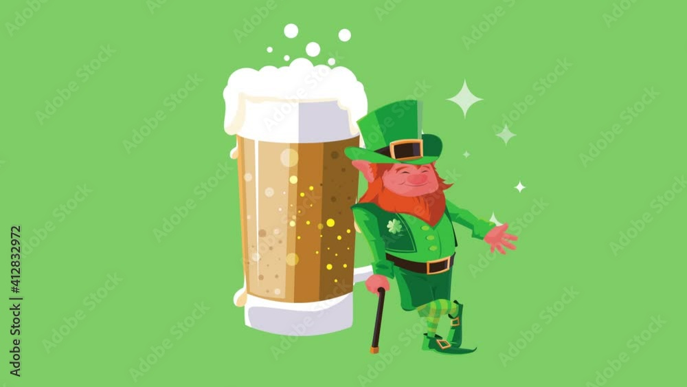 Canvas Prints happy saint patricks day animation with leprechaun character and beer