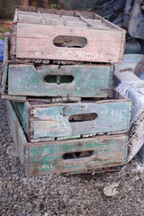 Antique wooden sada bottle containers