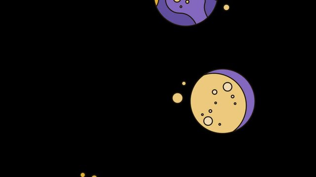 Video animation with planets rotating and flying in orbit. Video for astrologers, the concept of the influence of planets on people. Suitable for horoscop