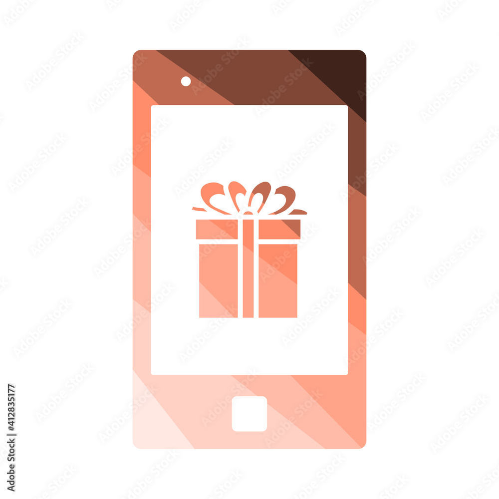 Sticker Smartphone With Gift Box On Screen Icon