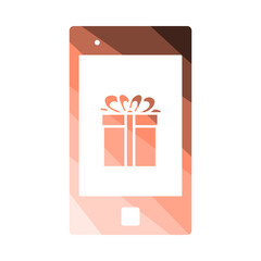 Smartphone With Gift Box On Screen Icon