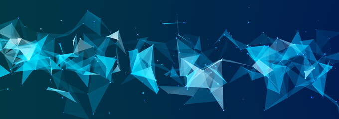 Abstract digital communication points. Technological background. Network connection structure. Color plexus effect. 3D