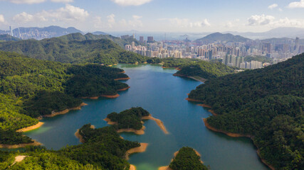 Fototapeta na wymiar Jubilee (Shing Mun) Reservoir is a reservoir in Hong Kong. It is located in Shing Mun, the area between Tsuen Wan and Sha Tin, in the New Territories.