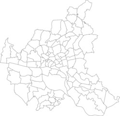 Simple white vector map with black borders of quarters (Stadtteile) of the Free and Hanseatic City of Hamburg, Germany