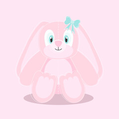 Obraz na płótnie Canvas Soft toy pink rabbit.Illustration for postcards