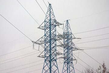 two masts of the  power lines