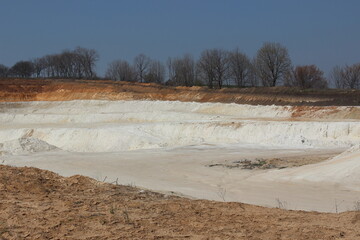 Clay mining. Beautiful background of white clay.